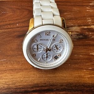 Michael Kors MK5145 Chronograph White Silicone & Gold Steel Women's Watch